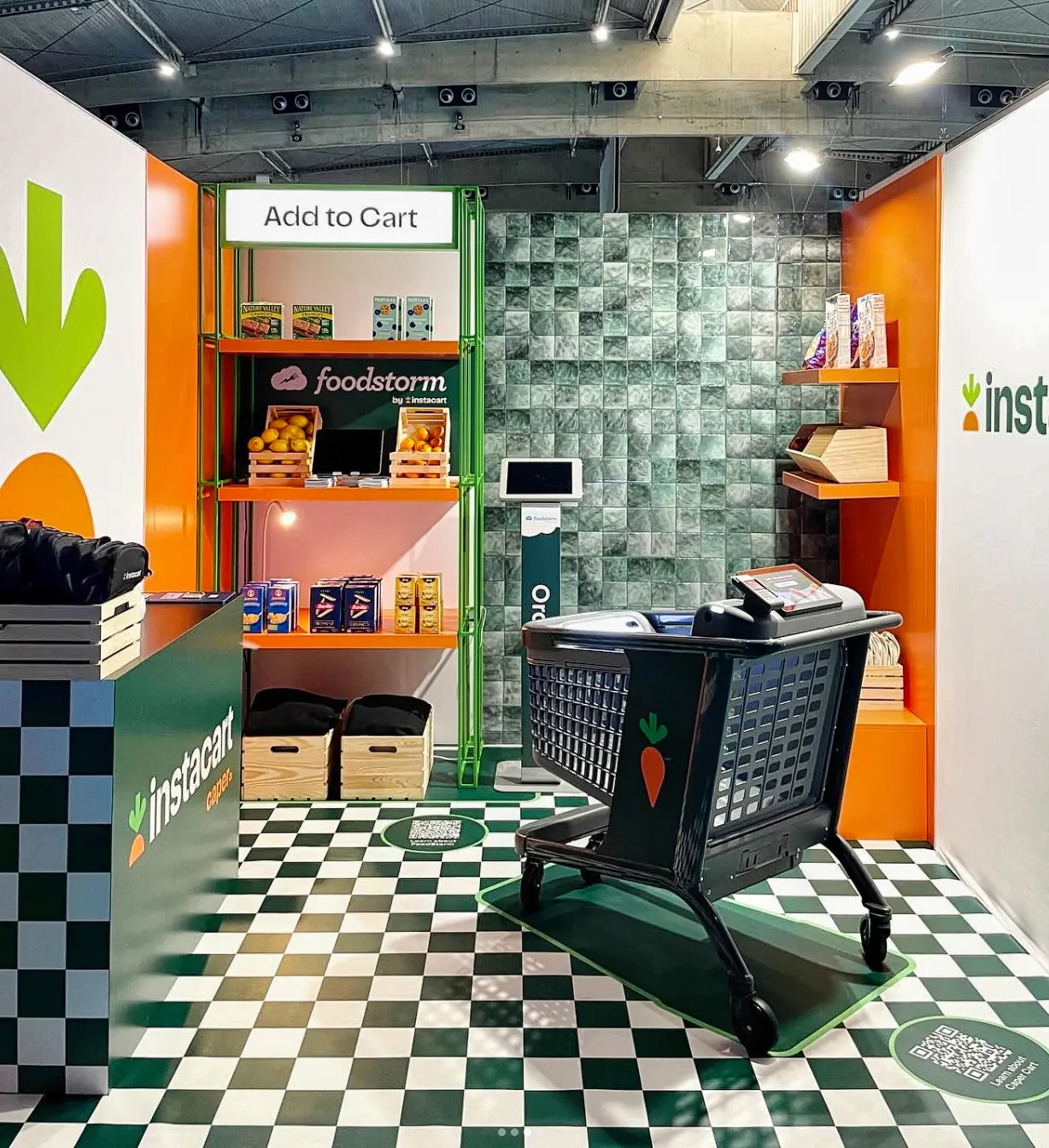 Instacart Booth, custom trade show booth, for Shoptalk Europe