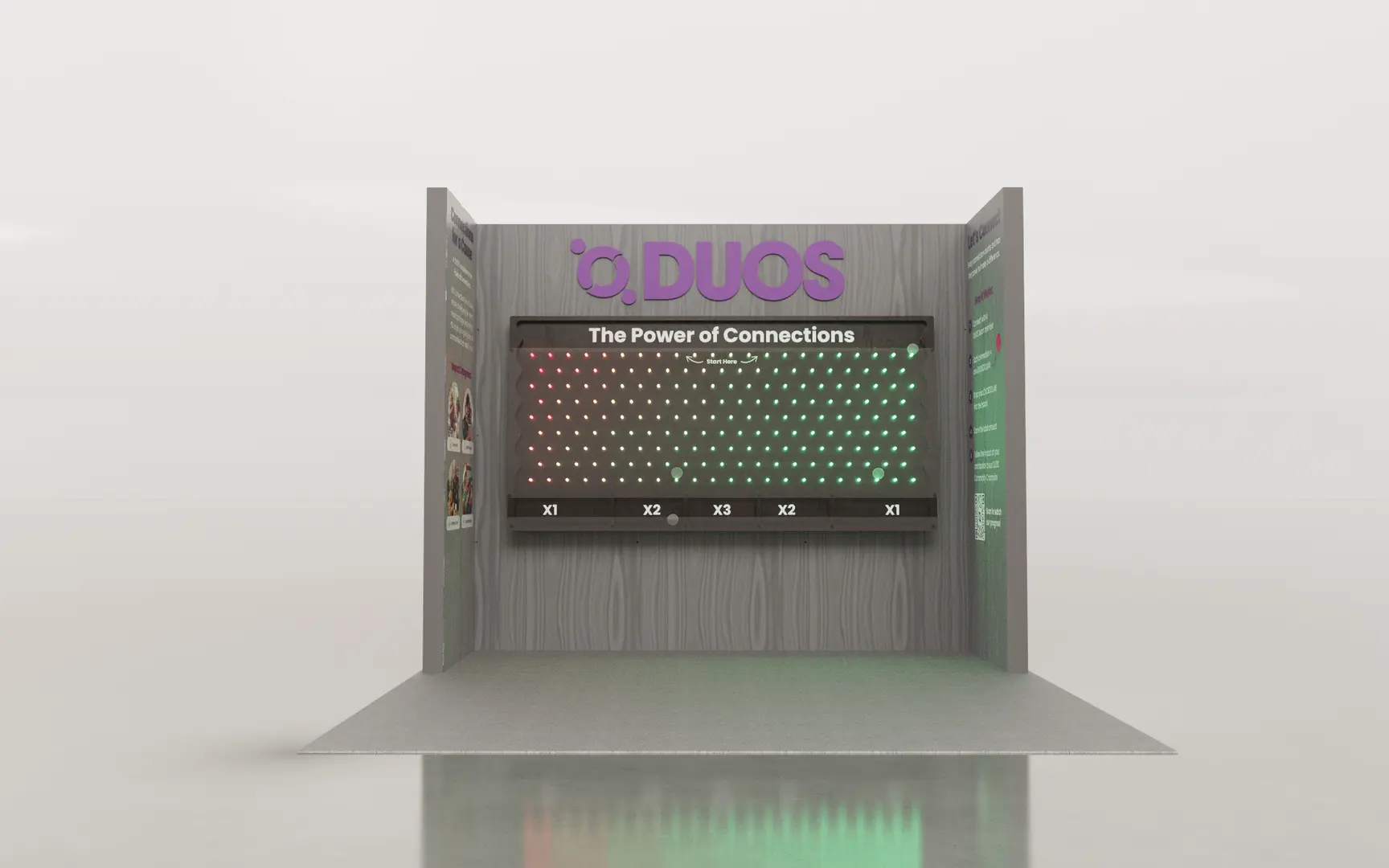 DUOS Plinko, custom exhibit installation