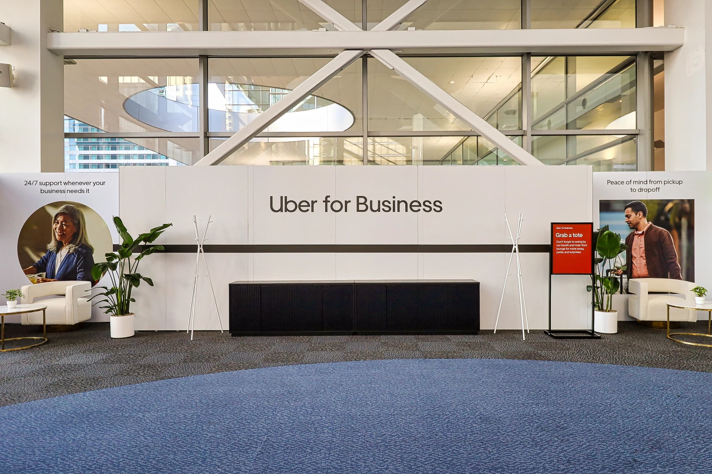 Uber For Business Lounges, detail image 3, branded lounge environment, for GBTA, 2025