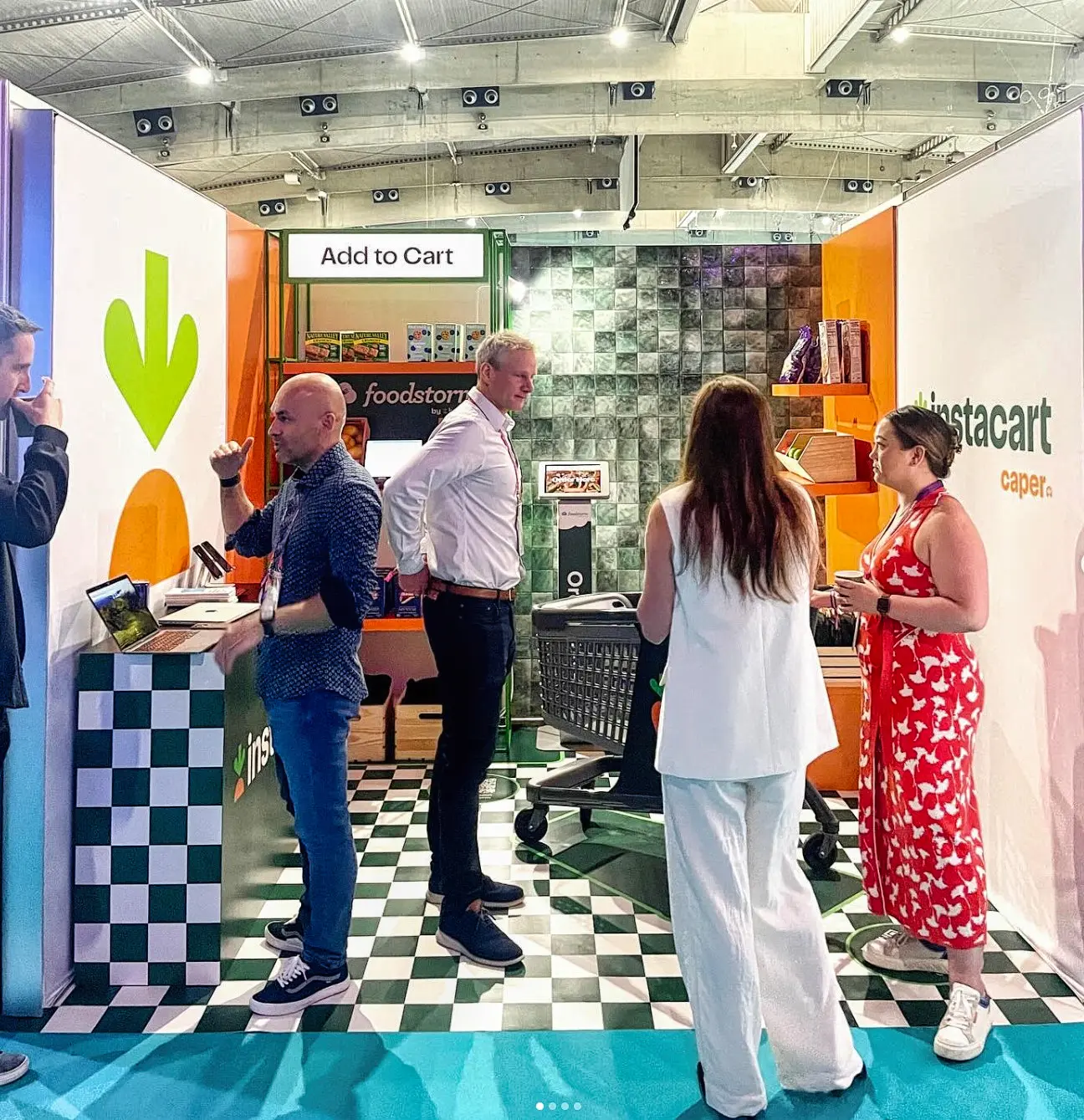 Instacart Booth, detail image 2, custom trade show booth, for Shoptalk Europe, 2024