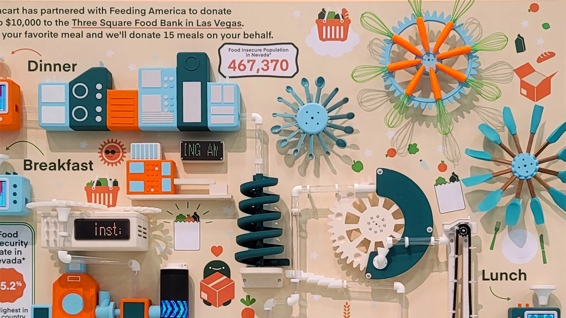Rube Goldberg Activation, detail image 1, experiential brand activation, for Shoptalk, 2022