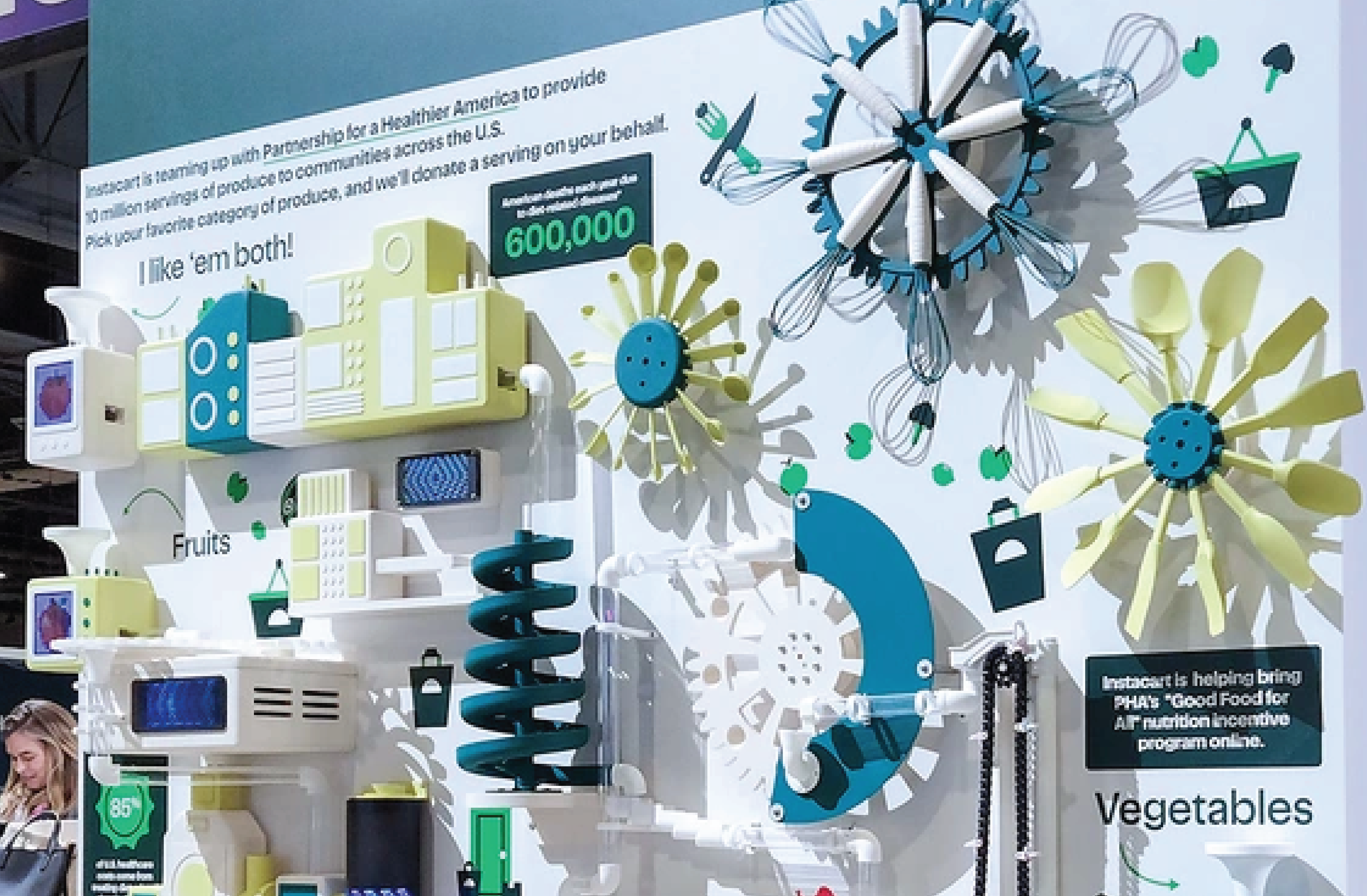 Rube Goldberg Activation repurpose, detail image 3, experiential brand activation, for HLTH 2022