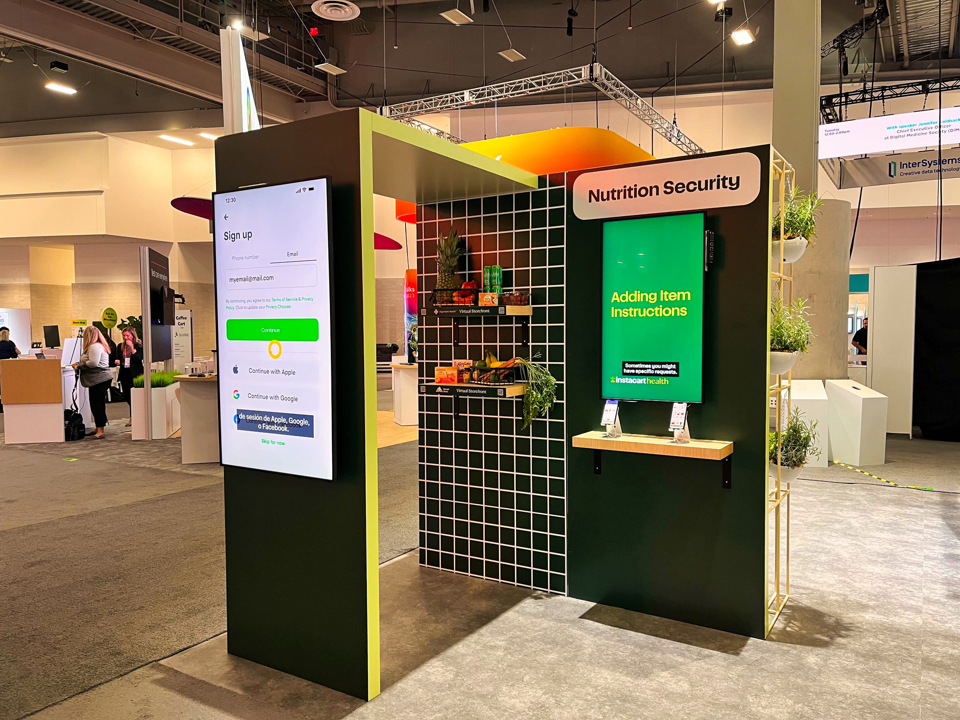 Instacart Booth, detail image 2, custom trade show booth, for HLTH Conference, 2023
