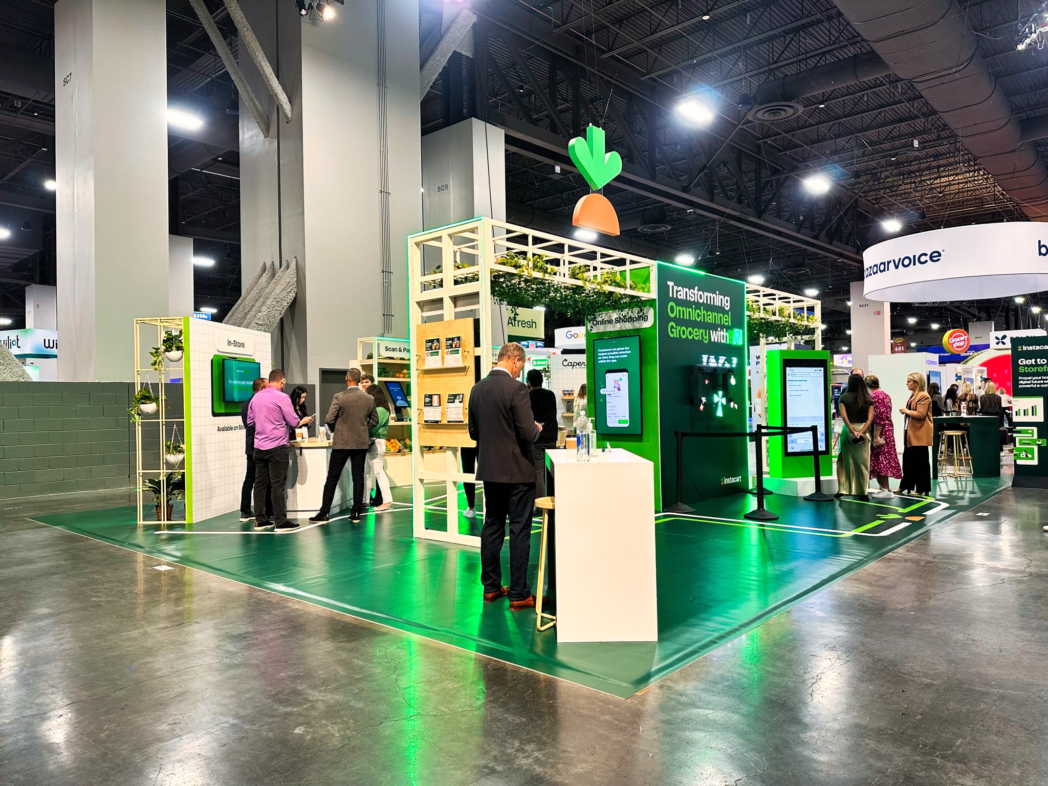 Instacart Booth, detail image 3, custom trade show booth, for GroceryShop, 2023