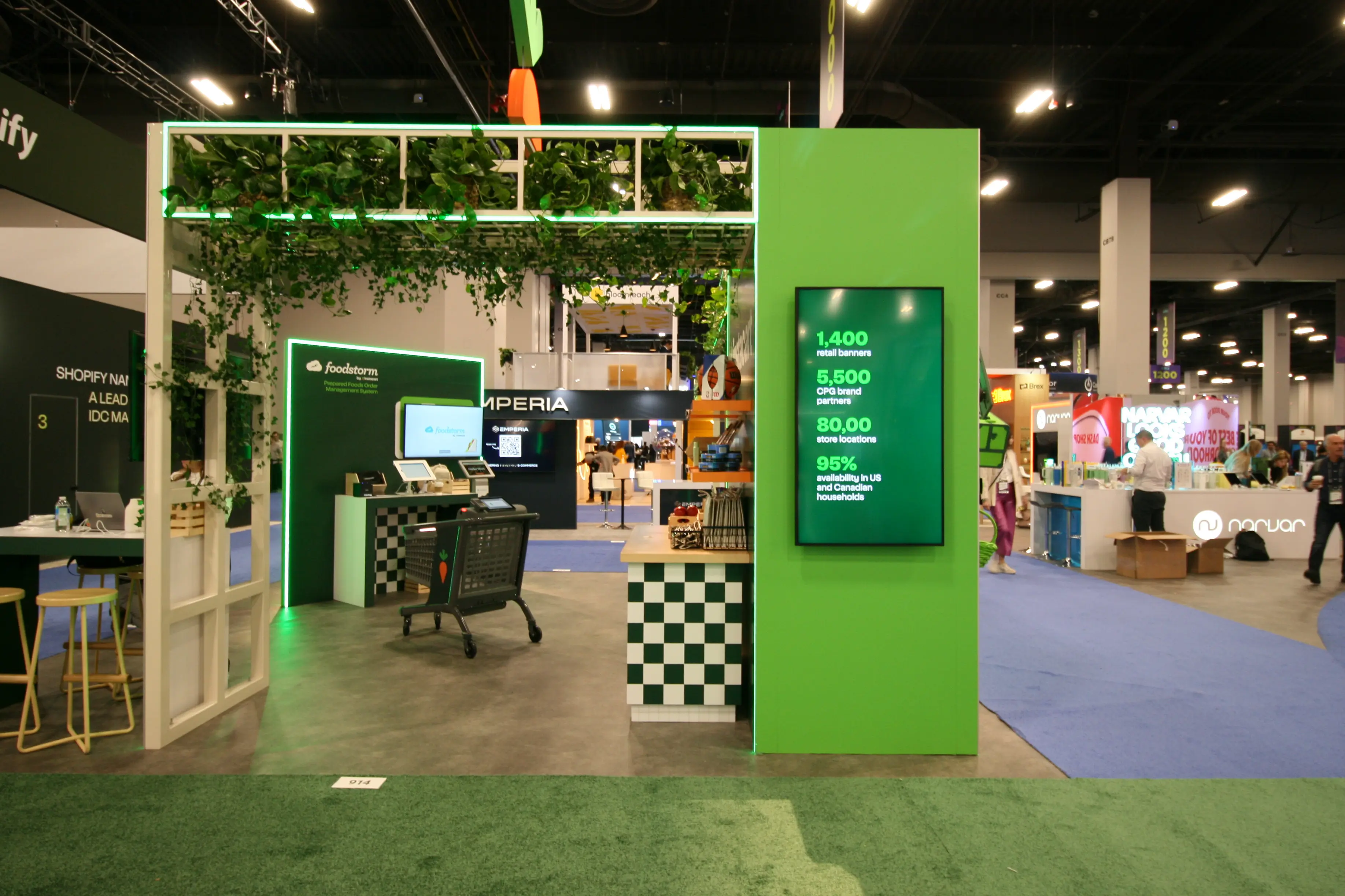 Instacart Booth, detail image 2, custom trade show booth, for Shoptalk, 2024