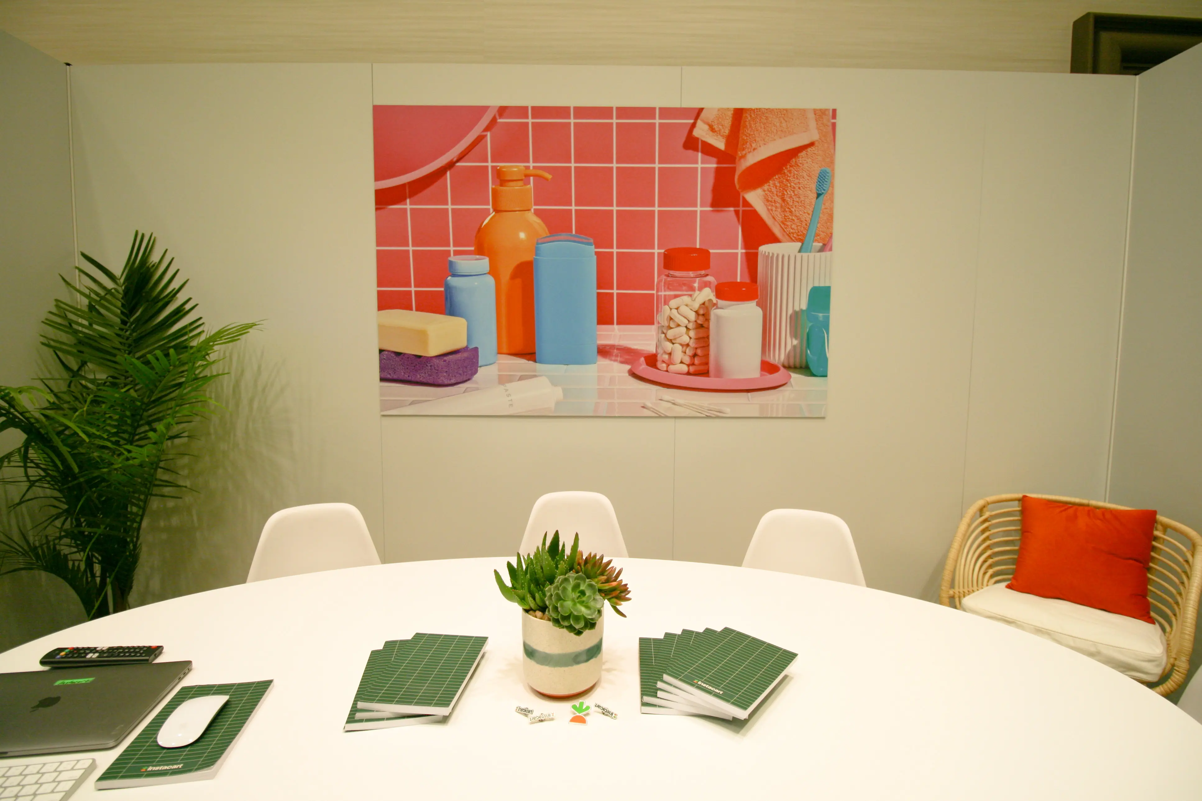 Instacart Meeting Room, detail image 2, branded meeting room, for Shoptalk, 2024
