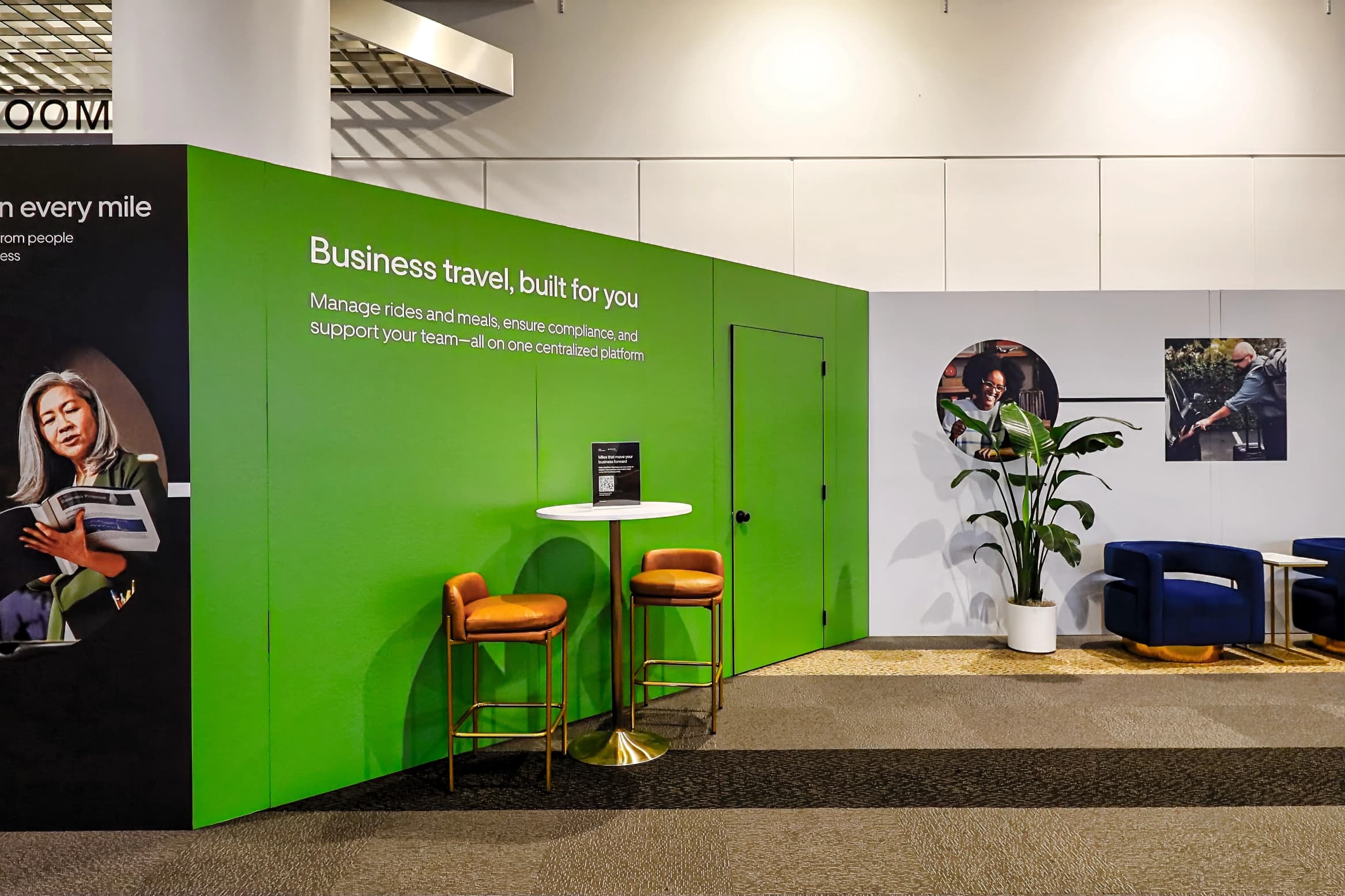 Uber For Business Lounges, detail image 2, branded lounge environment, for GBTA, 2025