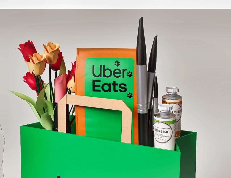 Uber Eats Oversized Bag, detail image 3, oversized branded prop, for GroceryShop, 2025