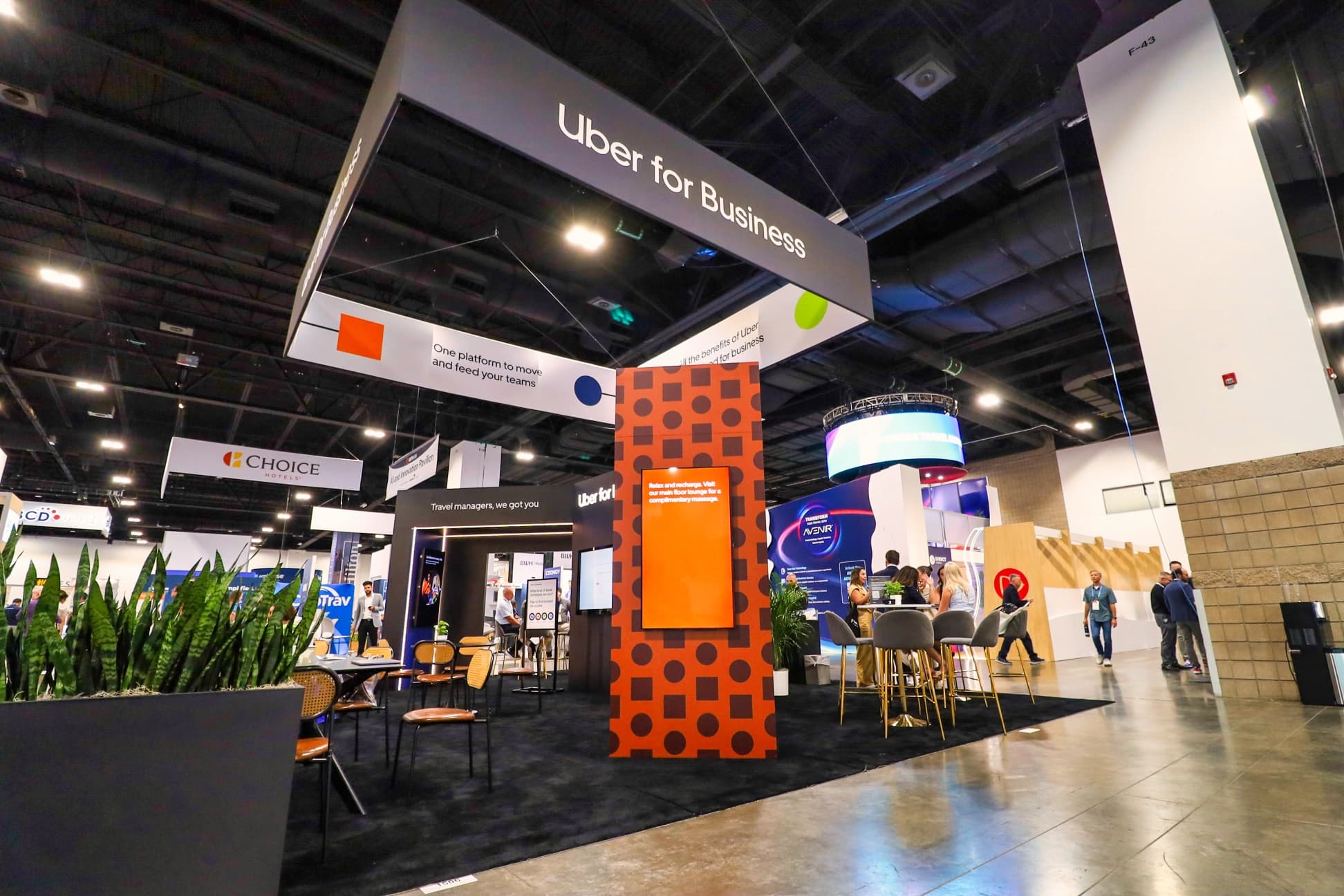 Uber For Business Booth, detail image 3, custom trade show booth, for GBTA, 2025