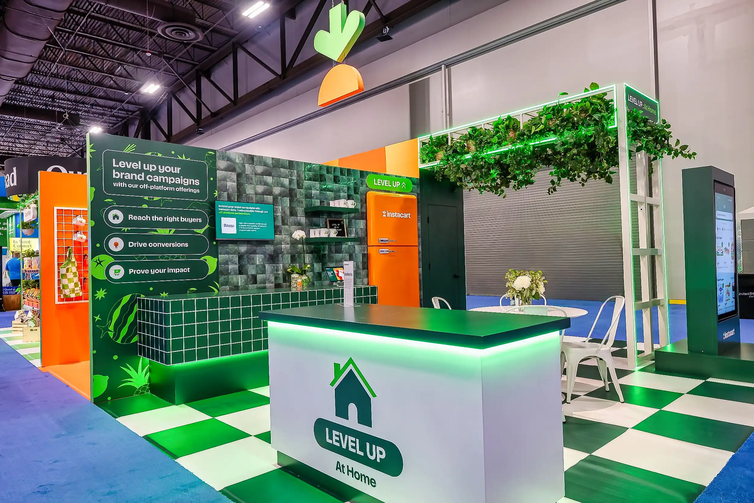 Instacart Booth, detail image 3, custom trade show booth, for GroceryShop, 2024