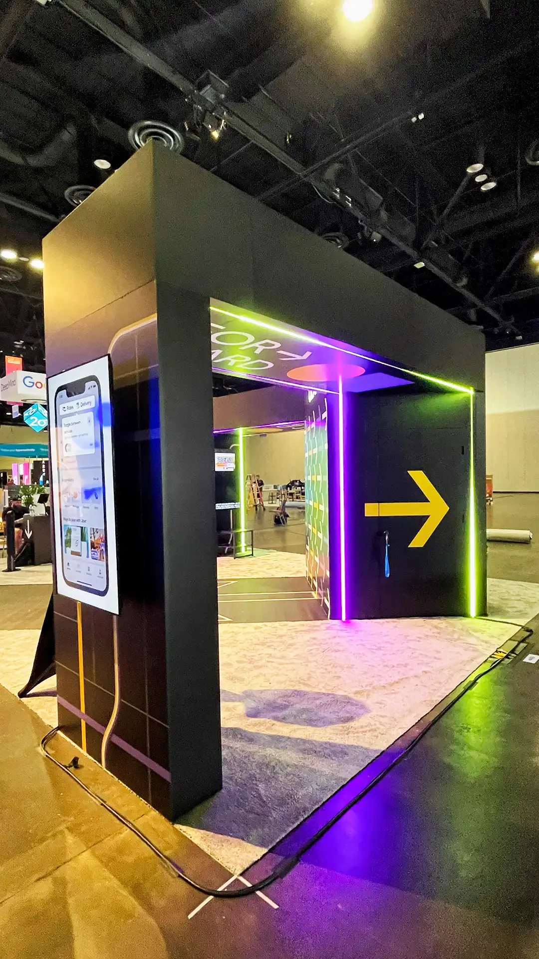 Uber DEI Booth, detail image 3, custom trade show booth, for Grace Hopper Conference, 2023