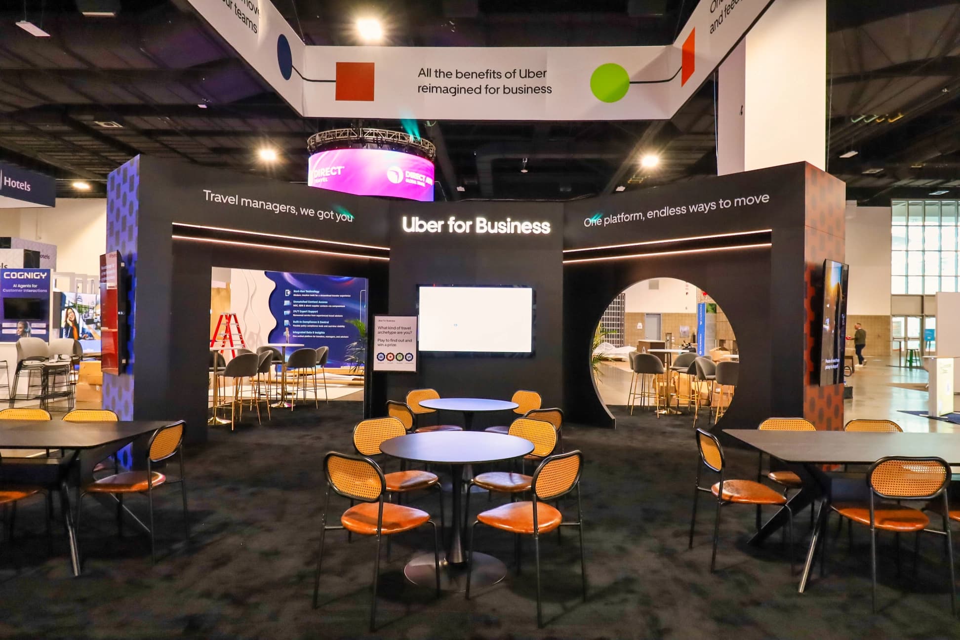 Uber For Business Booth, detail image 1, custom trade show booth, for GBTA, 2025
