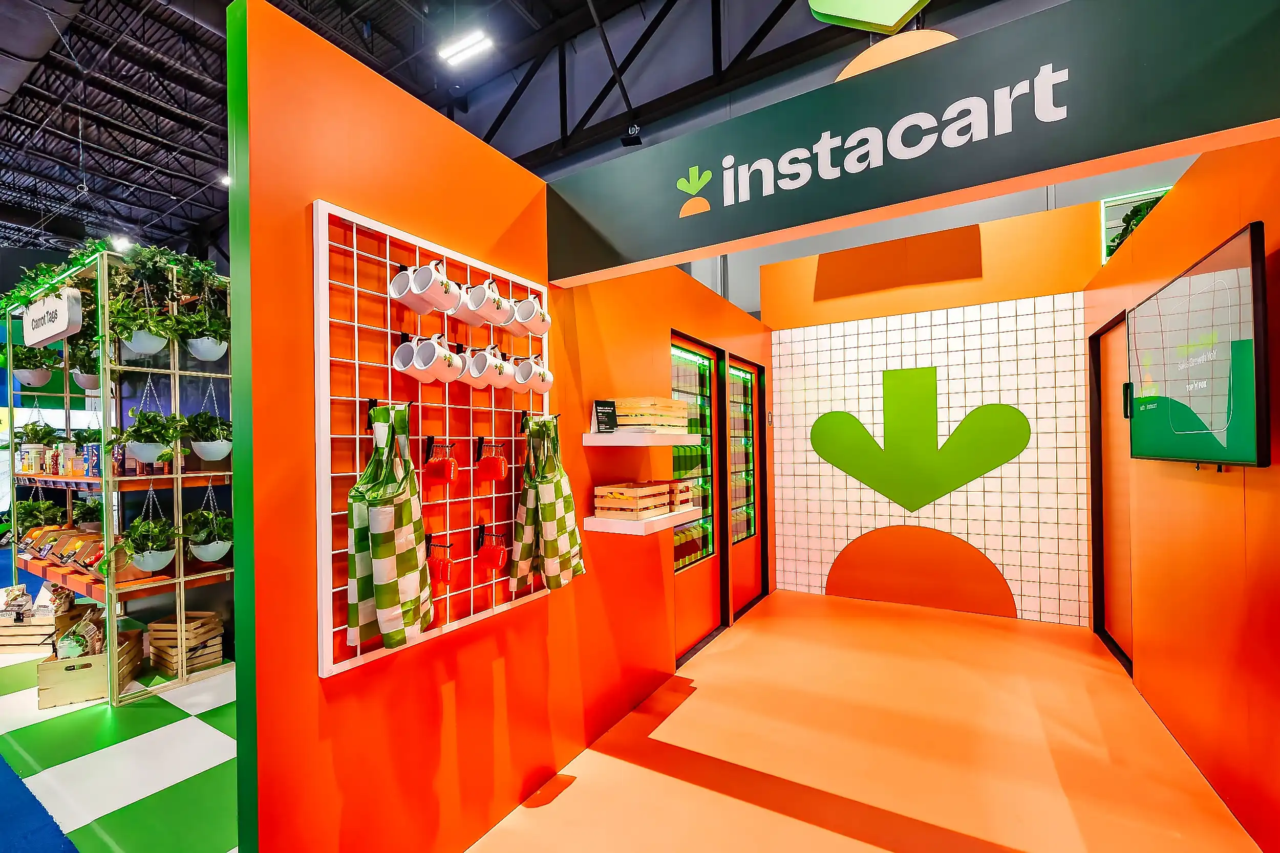 Instacart Booth, detail image 1, custom trade show booth, for GroceryShop, 2024