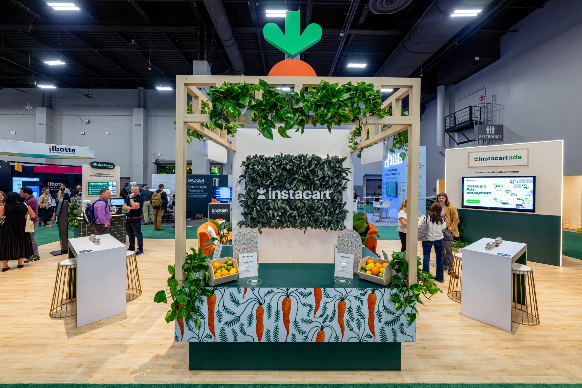 Instacart Booth, detail image 2, custom trade show booth, for GroceryShop, 2025